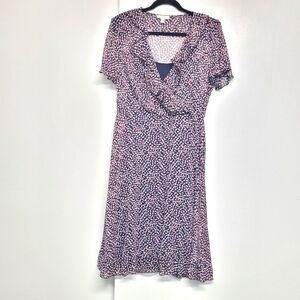 Prelude midi lined blue confetti wrap vneck ruffle dress size 10